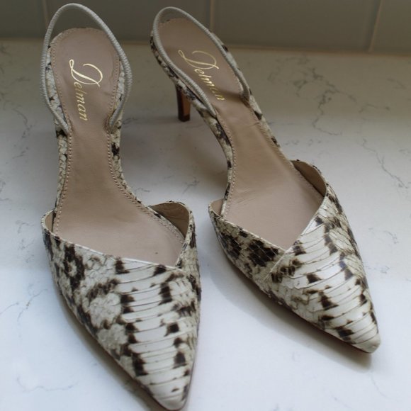 Delman Shoes - vintage delman slingback pointed snake skin toes